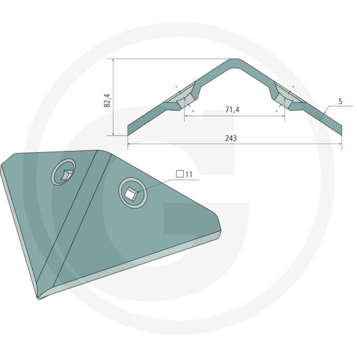 Häufelschar 243mm Werkbreedte - HS, HR, HP, HL