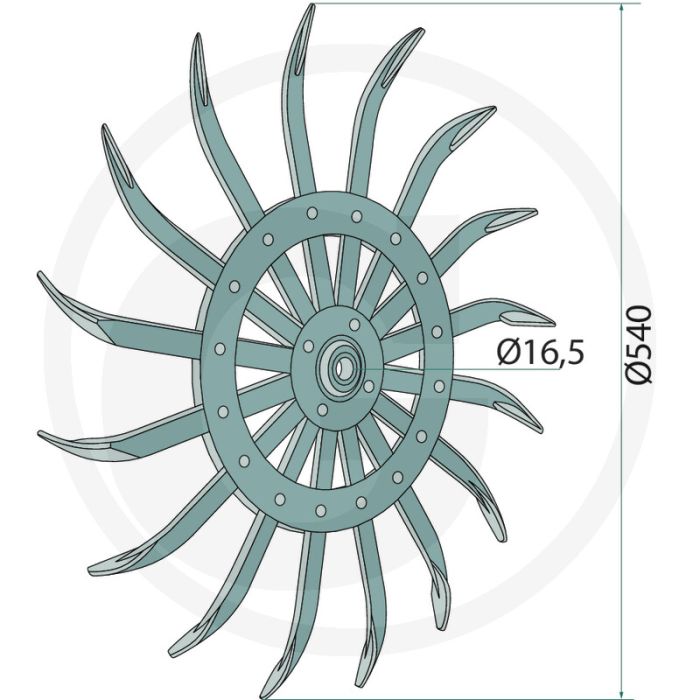 Hakselster, compleet met lager - Buiten-Ø 540mm
