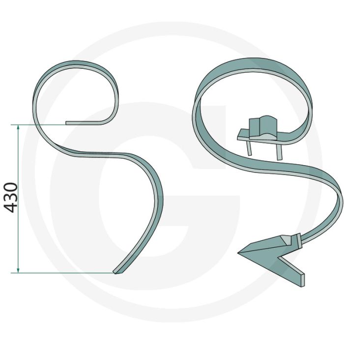 Fijne cultivatortand met schaar + houder ( mit Schar 150 mm und Halter für Vierkantrohr (40 x 40 mm); Typ Ha)