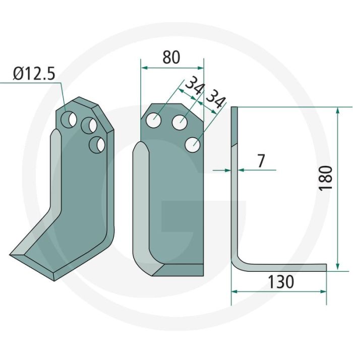 Haaks mes (rechts) Haaks mes (rechts)