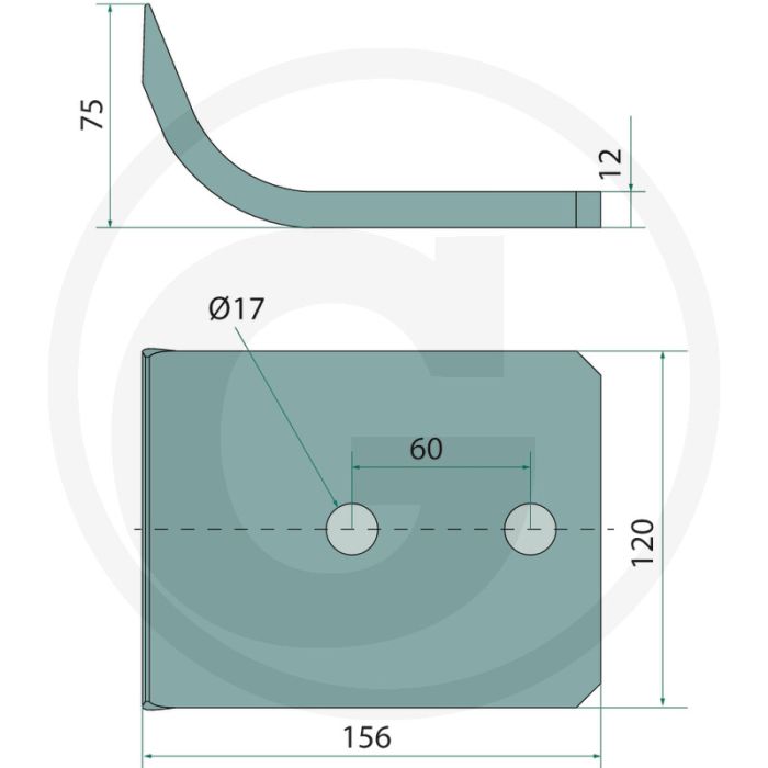 Fräsmesser 12x120x156mm, Gatafstand 60mm, Passend voor GSF 600, SBF 900