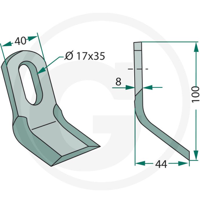 Y-klepel - Werkbreedte 44mm