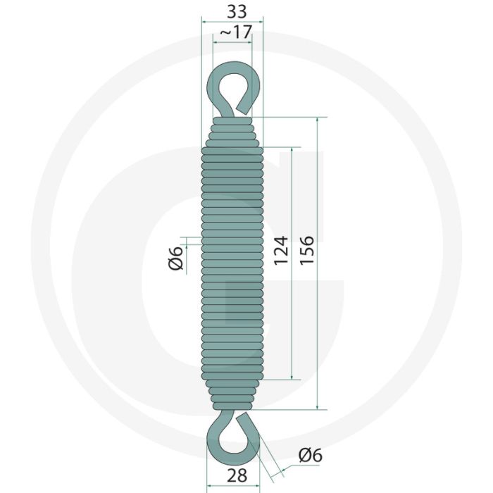 Zugfeder - 6mm Dikte, 33mm Buiten-Ø