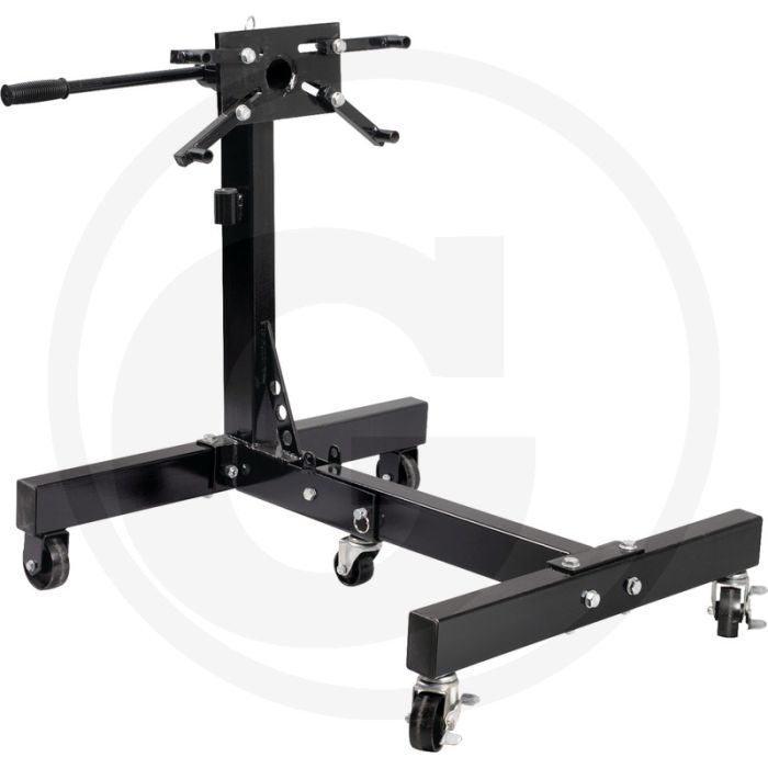 KS Tools Motorhalter, 680 kg - Ideaal voor uitgebouwde motoren - Verstelbare opnamepunten - 360° draaibare opnameplaat - Stabiele constructie - 4 stalen rollen - 2 schwenkbare rollen - Compact op te bergen | 420x160x860 mm