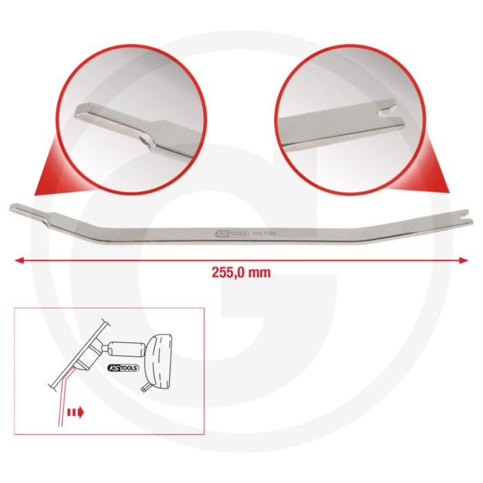 KS Tools Ford Innenspiegel-Entriegelungswerkzeug - Demontage van Innenspiegeln - Ford Maverick, Kuga, Transit, Tourneo Connect, Mondeo, Mustang, C-Max, Edge - 250x25x15mm
