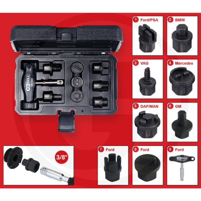 KS Tools 3/8'' Öldienst-Spezialprofil-Satz (9-tlg.)