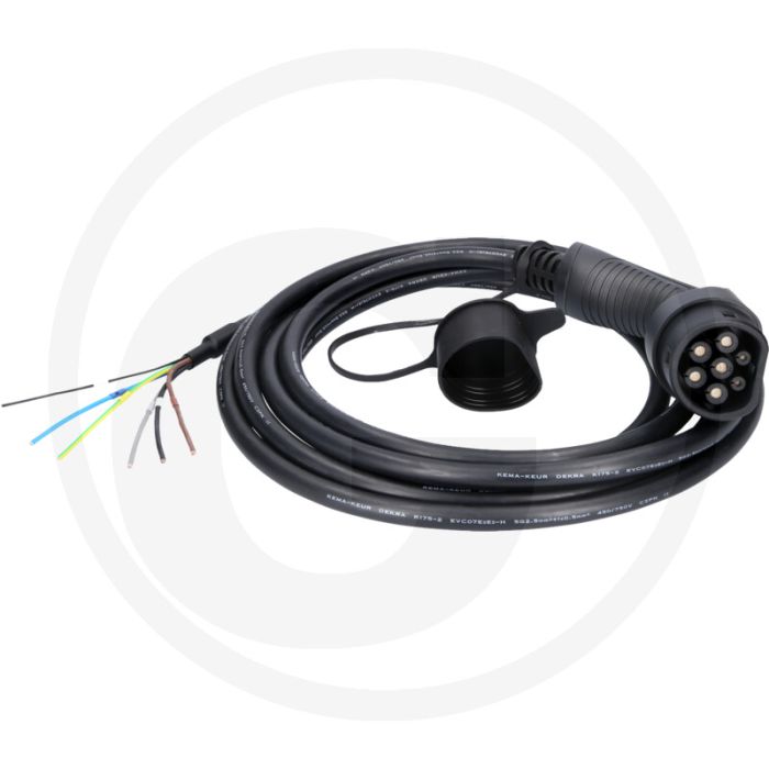 KS Tools efuturo Ladekabel, Ende offen auf Typ 2 (zum Anschluss an eine Wallbox, gerade, 5 m, 3 Phase, bis zu 11 kW, 16 A, 400 V, Mode 3)