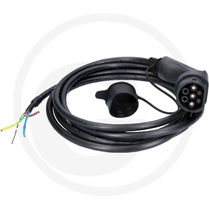 KS Tools efuturo Ladekabel, Ende offen auf Typ 2 (zum Anschluss an eine Wallbox, gerade, 5 m, 1 Phase, bis zu 7,4 kW, 32 A, 400 V, Mode 3)