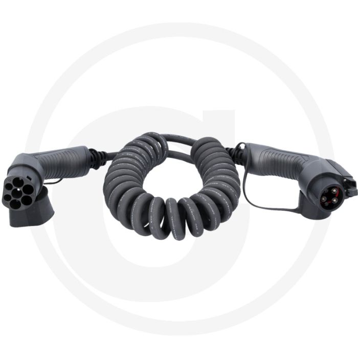 KS Tools efuturo Spiralladekabel Typ 2 auf Typ 1 (5 m, 1 Phase, bis zu 7,4 kW, 32 A, 230 V, Mode 3)