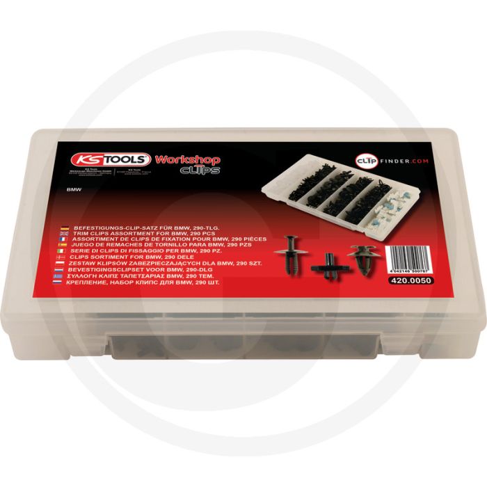 KS Tools Clipset v. BMW, 290 stk. - 177x39x274 mm, 443g KS Tools Clipset v. BMW, 290 stk. - 177x39x274 mm, 443g