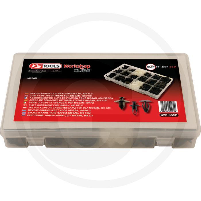 KS Tools Clipset v. Nissan, 408 stk. - 169x50x279 mm, 604g KS Tools Clipset v. Nissan, 408 stk. - 169x50x279 mm, 604g