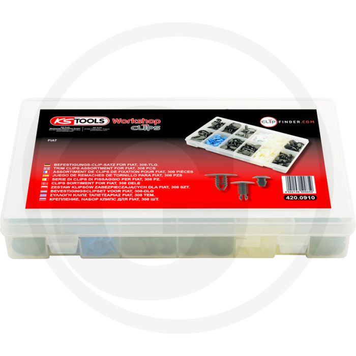 KS Tools Clipset v. Fiat, 308 stk. - 177x39x274 mm, 540g KS Tools Clipset v. Fiat, 308 stk. - 177x39x274 mm, 540g
