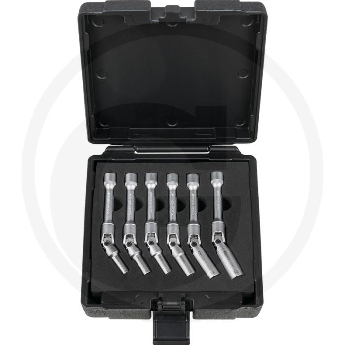 KS Tools 3/8" Gloeidoppen met kniegewricht-Set, lang, 6-dlg, 8-16 mm. Voor veilige montage/demontage van glühkerzen. KS Tools 3/8" Gloeidoppen met kniegewricht-Set, lang, 6-dlg, 8-16 mm. Voor veilige montage/demontage van glühkerzen.