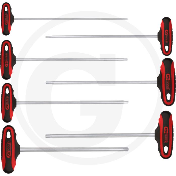 KS Tools ERGOTORQUEplus® T-Griff RIBE Winkelstiftschlüssel - Extra lange Ausführung, 2-Komponentengriff, hochglanz verchromt