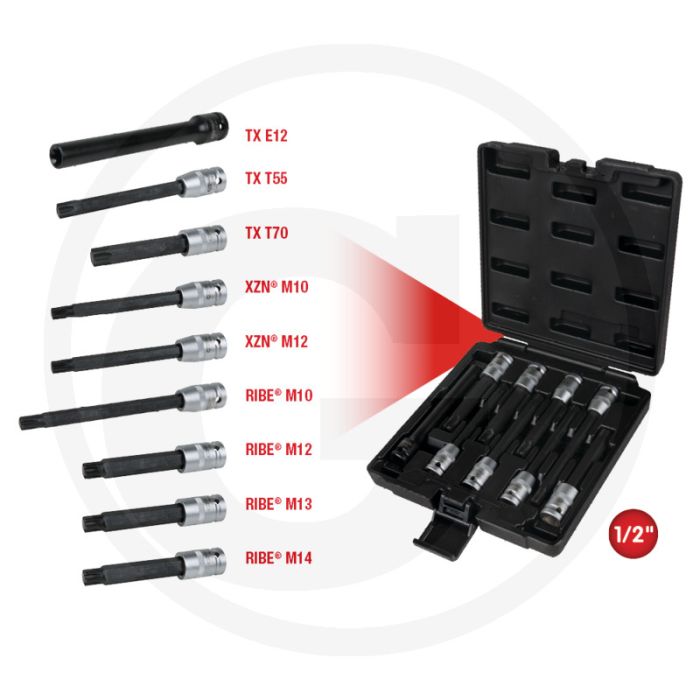 KS Tools 1/2" Zylinderkopf-Schrauben-Steckschlüssel-Satz, 9 - Chrom Vanadium.