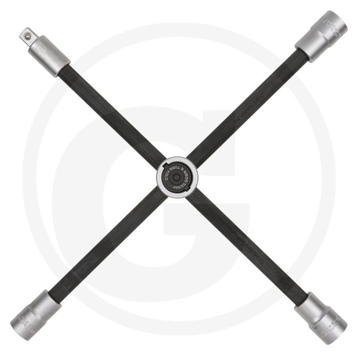KS Tools Radkreuzschlüssel m. Gleitgelenk f. PKW, faltbar, robust, ideal für tieferliegende Radmuttern.