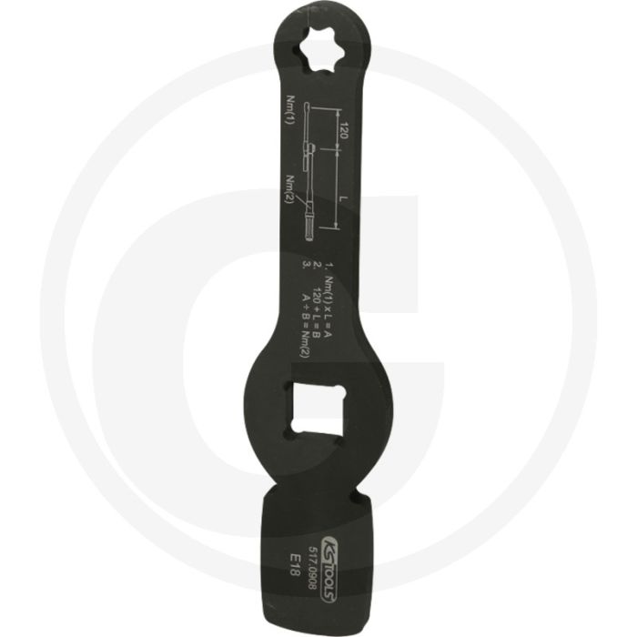 KS Tools 3/4" Schlag-TX-E-Schlüssel mit 2 Schlagflächen, E1 - Torx-E-Profil, Bremssattelverschraubung KS Tools 3/4" Schlag-TX-E-Schlüssel mit 2 Schlagflächen, E1 - Torx-E-Profil, Bremssattelverschraubung