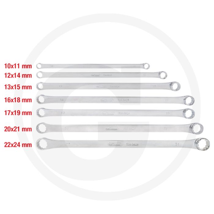 KS Tools CHROMEplus Doppel-Ringschlüssel-Satz, XL, 7-tlg. - FlankTraction-Profil, dünnwandig, Chrom-Molybdän KS Tools CHROMEplus Doppel-Ringschlüssel-Satz, XL, 7-tlg. - FlankTraction-Profil, dünnwandig, Chrom-Molybdän