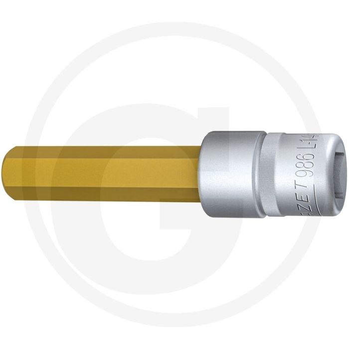 Hazet Schraubendreher-Einsatz,100 mm, SW14, Ti (Vierkant 12,5 mm (1/2 Zoll), Innen-Sechskant Profil 14 mm)