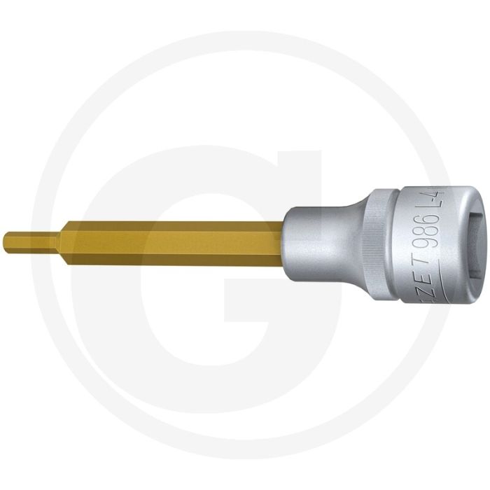 Hazet Schraubendreher-Einsatz, 100 mm, SW4, Ti (Vierkant 12,5 mm (1/2 Zoll), Innen-Sechskant Profil 4 mm)