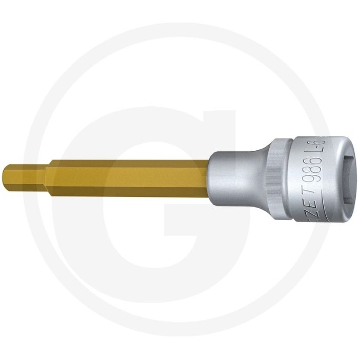 Hazet Schraubendreher-Einsatz, 100 mm, SW6, Ti (Vierkant 12,5 mm (1/2 Zoll), Innen-Sechskant Profil 6 mm)
