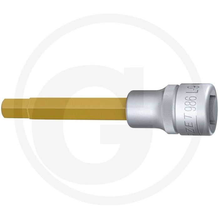 Hazet Schraubendreher-Einsatz, 100 mm, SW9, Ti (Vierkant 12,5 mm (1/2 Zoll), Innen-Sechskant Profil 9 mm)