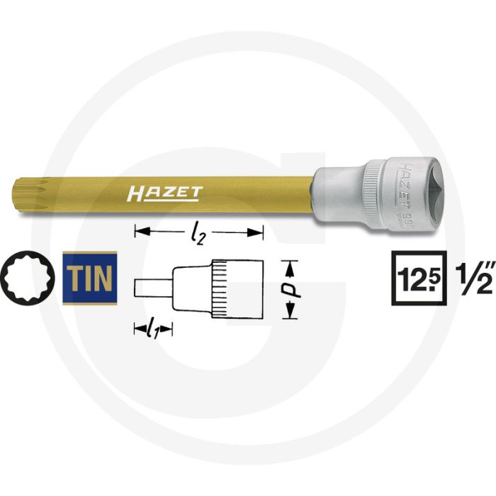Hazet Dopsleutelbit TIN gecoat Ø23mm M10 120mm