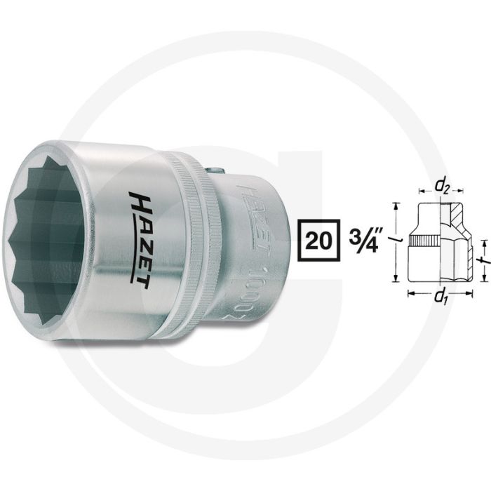 Hazet Dopsleutel (twaalfkant) 46mm Chroom-vanadium