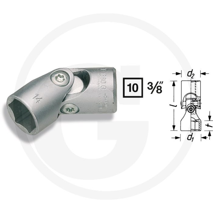 Hazet Scharnierdopsleutel (zeskant) 17 mm, Chroom-vanadium