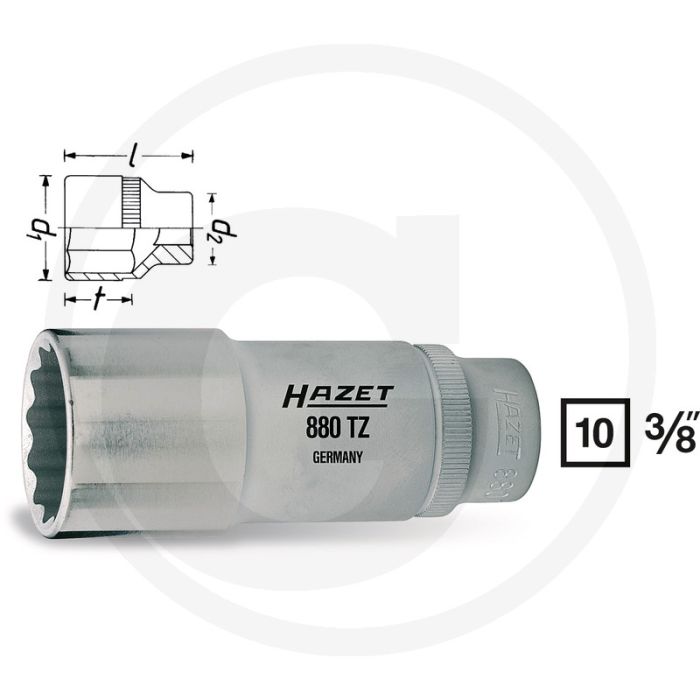 Hazet Twaalfkant dopsleutel 12 mm Chroom-vanadium