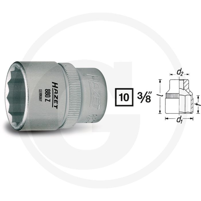 Hazet Twaalfkant dopsleutel 21 mm, Chroom-vanadium, DIN 3124 - 31.5 mm
