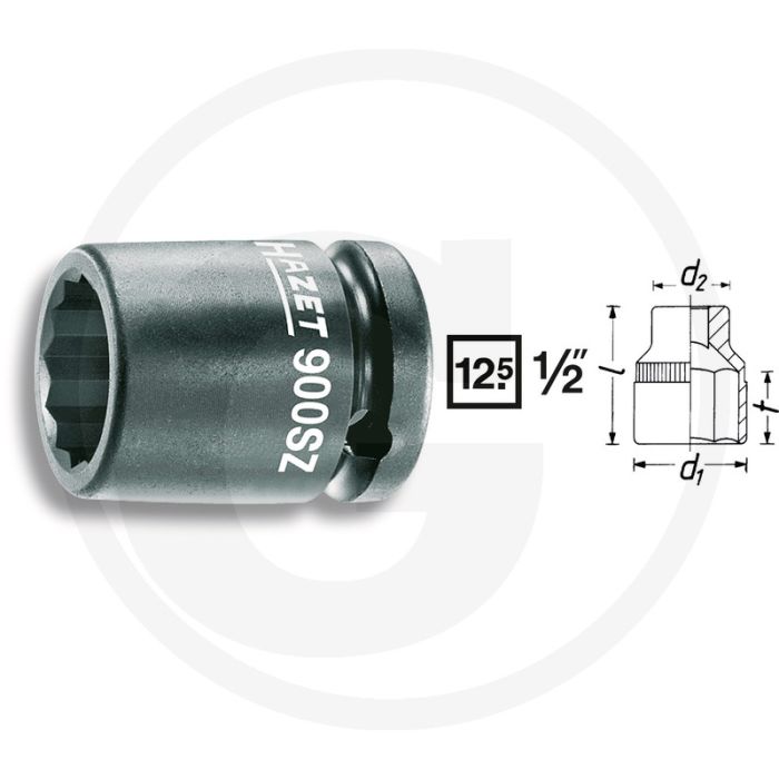 Hazet Krachtdopsleutel (twaalfkant) 34mm Chroom-vanadium - speciaal staal