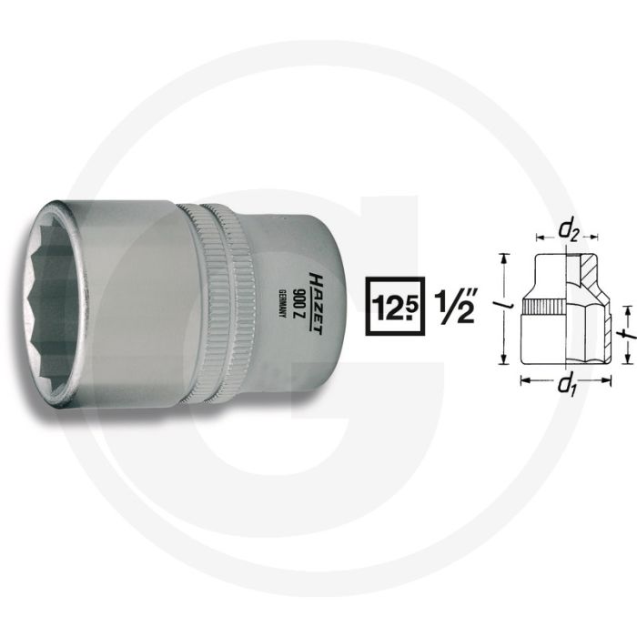 Hazet Dopsleutel (twaalfkant) 32 mm Chroom-vanadium