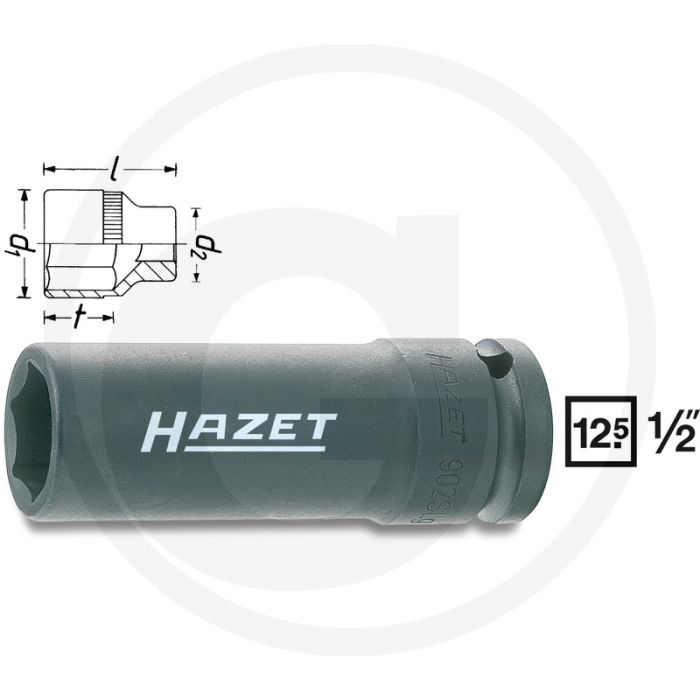Hazet Krachtdopsleutel (zeskant) 19mm Sleutelwijdte