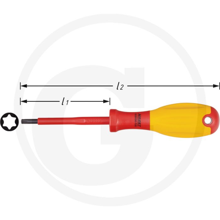 Hazet Elektricien-schroevendraaier 180 mm T 25 Punt gezwart - 80 mm