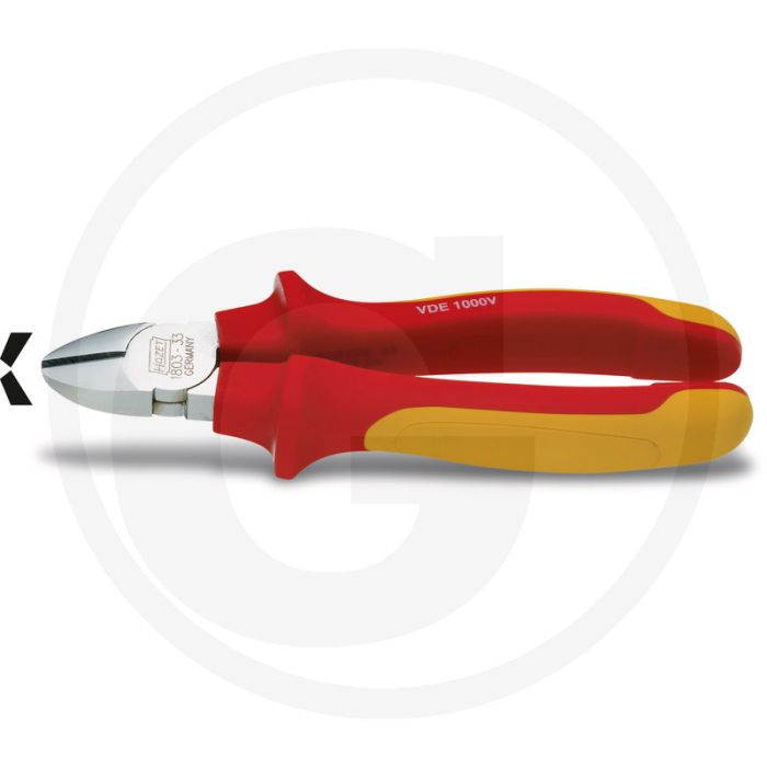Hazet VDE-zijsnijtang 180 mm, Chroom-vanadium, EN/IEC 60900, Hoogglansverchroomd