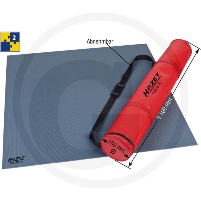 Hazet Isolatiemat met draagtas 1000x1000mm, Klasse 2, 50.000V, VDE 0303