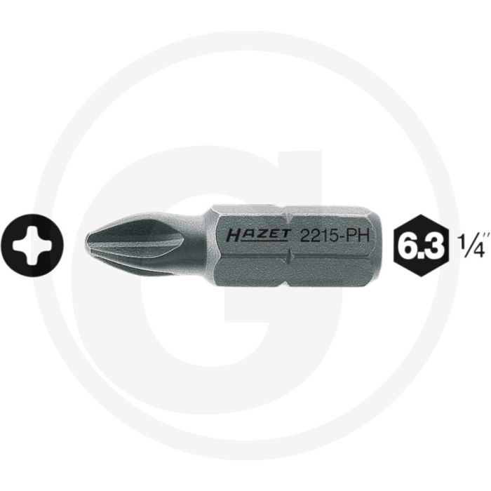 Hazet Bit PH3 25mm Speciaal staal ISO 1173 C6,3 (1/4") - 100 tekens