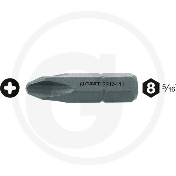 Hazet Bit PH1 32mm 6kant-Antrieb ISO 1173 C8 (5/16") - 100 tekens