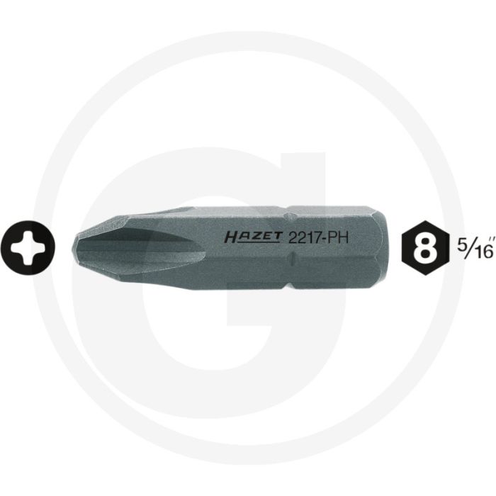 Hazet Bit PH2 32mm ISO 1173 C8 (5/16") - 100 tekens