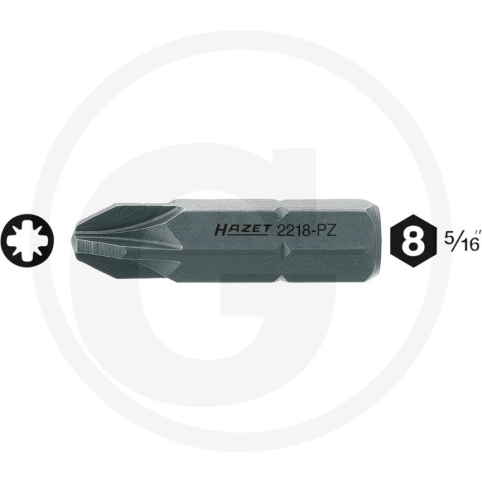 Hazet Bit PZ2 32mm ∙ 6kant-Antrieb ISO 1173 C8 (5/16")
