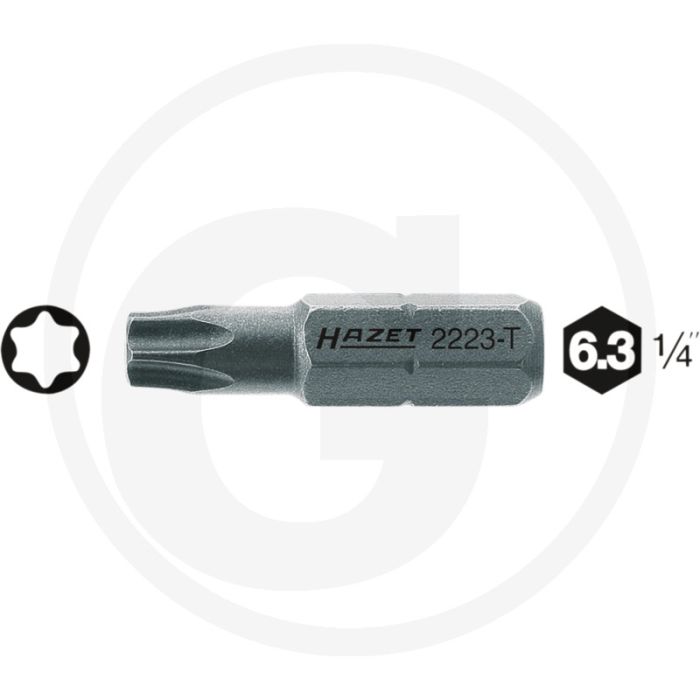 Hazet Bit T6 25mm Speciaal staal ISO 1173 C6,3 (1/4")
