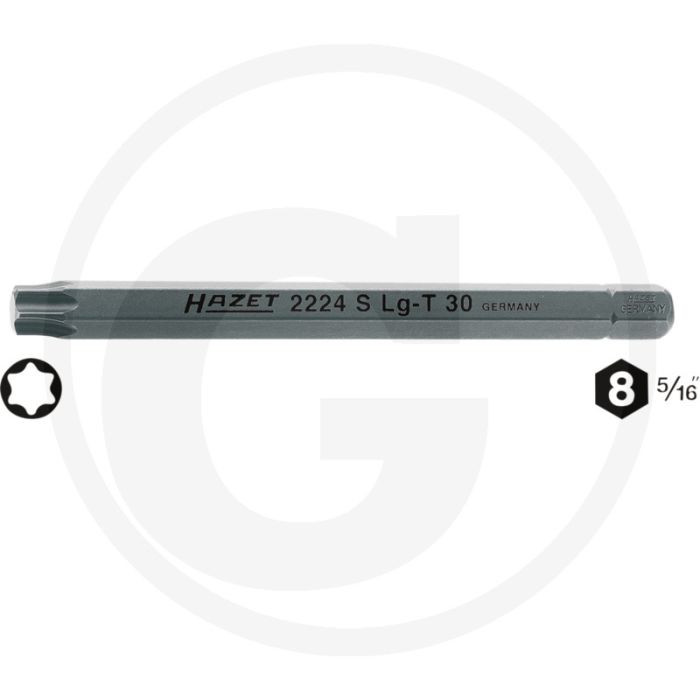 Hazet Bit T30 100mm 6kant-Antrieb ISO 1173 C8 (5/16")
