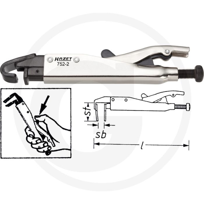 Hazet Griptang 205 mm - Speciaal staal, 15 mm klembereik