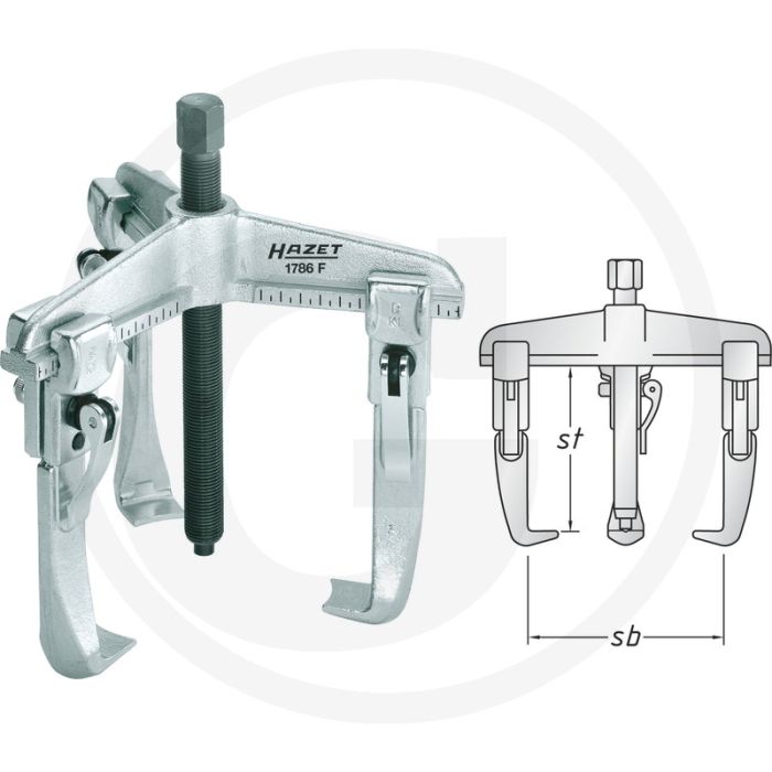 Hazet Snelspantrekker, 3-armig, 5 t, 160 mm spanbereik