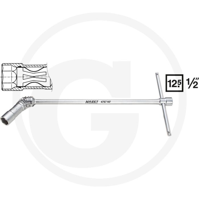 Hazet Bougiesleutel 5⁄8 inch, Chroom-vanadium, 480 mm
