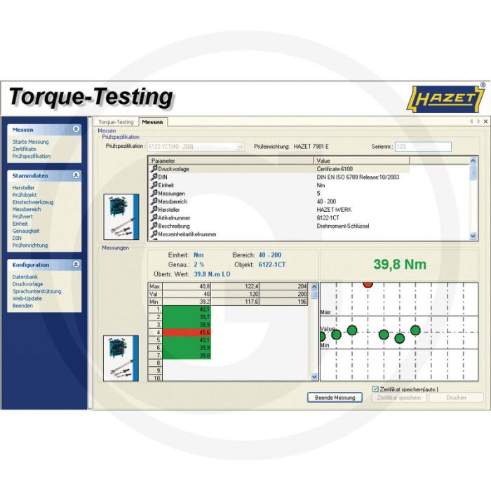 Hazet Testsoftware Torque-Testing DIN EN ISO 6789:2003