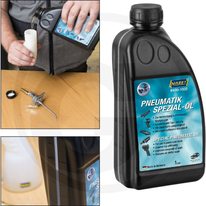 Hazet Pneumatische olie 1000 ml • Vermindert slijtage • Transparante niveau-indicator • Made In Germany
