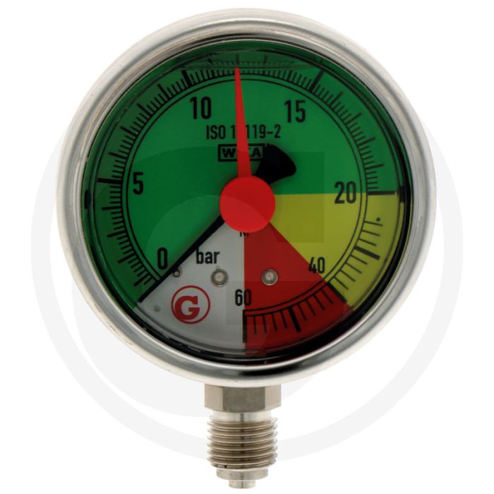 WIKA Manometer 0-60 bar, RVS, Ø63mm, ISO 16119-2.