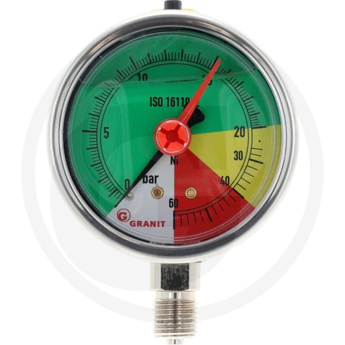 Manometer Ø63 mm 0-20-40-60bar 1/4" U-FL - ISO 16119-2, Glycerine, RVS - Gewasbescherming